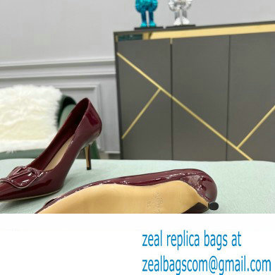 Valentino Heel 8cm VLogo Signature Calfskin Pumps Patent Burgundy