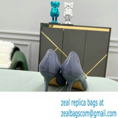 Valentino Heel 8cm VLogo Signature Calfskin Pumps Patent Dusty Blue