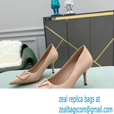 Valentino Heel 8cm VLogo Signature Calfskin Pumps Patent Nude