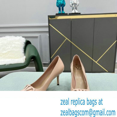 Valentino Heel 8cm VLogo Signature Calfskin Pumps Patent Nude