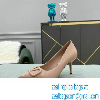 Valentino Heel 8cm VLogo Signature Calfskin Pumps Patent Nude