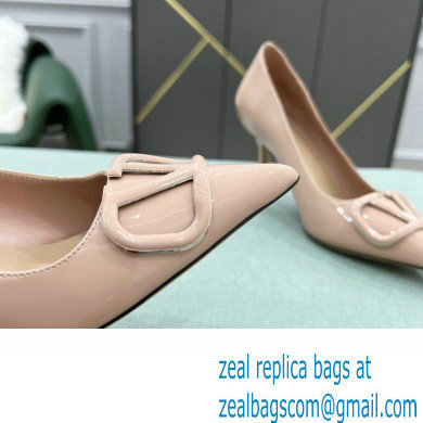 Valentino Heel 8cm VLogo Signature Calfskin Pumps Patent Nude