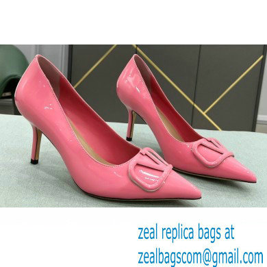 Valentino Heel 8cm VLogo Signature Calfskin Pumps Patent Pink