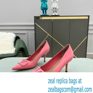 Valentino Heel 8cm VLogo Signature Calfskin Pumps Patent Pink