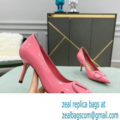 Valentino Heel 8cm VLogo Signature Calfskin Pumps Patent Pink