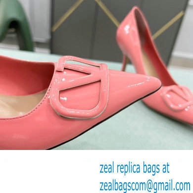 Valentino Heel 8cm VLogo Signature Calfskin Pumps Patent Pink