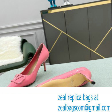 Valentino Heel 8cm VLogo Signature Calfskin Pumps Patent Pink