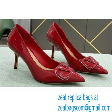 Valentino Heel 8cm VLogo Signature Calfskin Pumps Patent Red