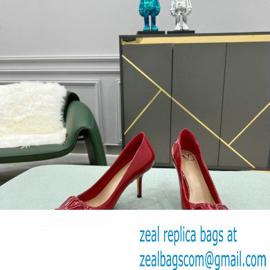 Valentino Heel 8cm VLogo Signature Calfskin Pumps Patent Red