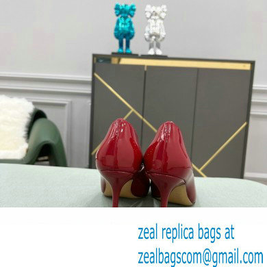 Valentino Heel 8cm VLogo Signature Calfskin Pumps Patent Red