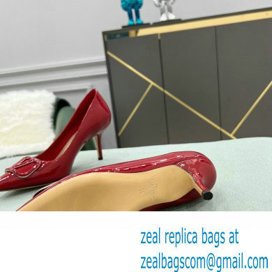 Valentino Heel 8cm VLogo Signature Calfskin Pumps Patent Red