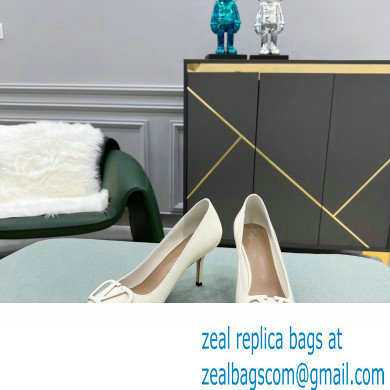 Valentino Heel 8cm VLogo Signature Calfskin Pumps Patent White