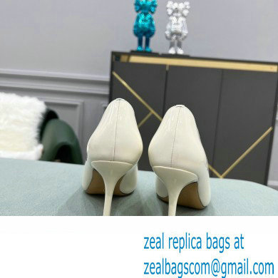 Valentino Heel 8cm VLogo Signature Calfskin Pumps Patent White
