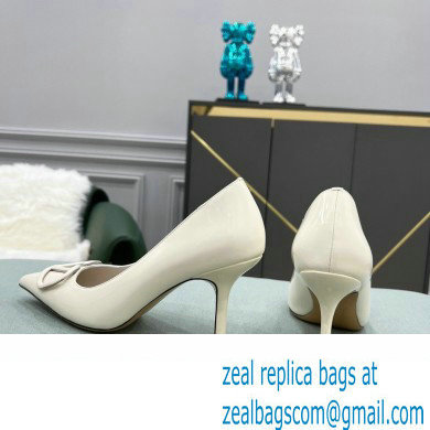 Valentino Heel 8cm VLogo Signature Calfskin Pumps Patent White