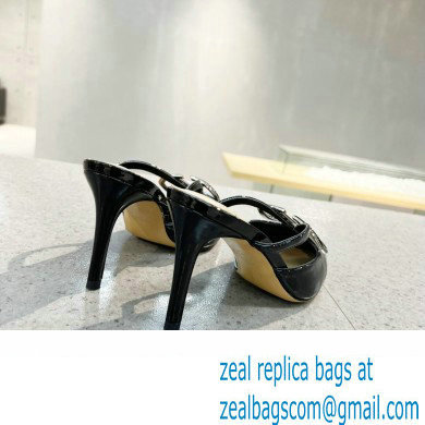 Valentino Heel 8cm VLogo Signature Patent Leather Mules Black