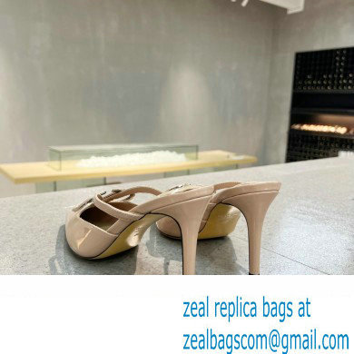 Valentino Heel 8cm VLogo Signature Patent Leather Mules Nude