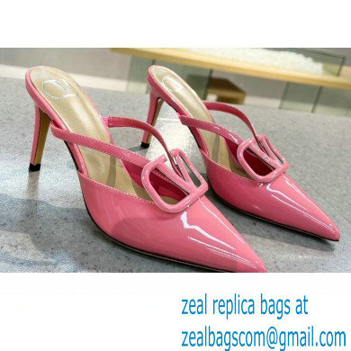 Valentino Heel 8cm VLogo Signature Patent Leather Mules Pink