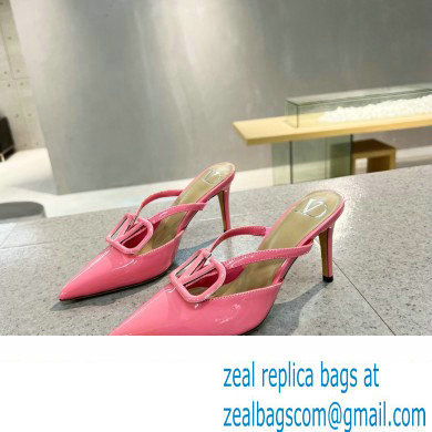 Valentino Heel 8cm VLogo Signature Patent Leather Mules Pink