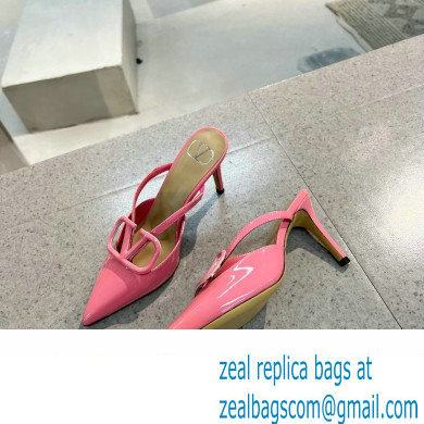 Valentino Heel 8cm VLogo Signature Patent Leather Mules Pink
