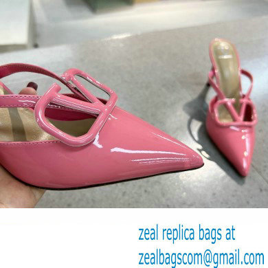 Valentino Heel 8cm VLogo Signature Patent Leather Mules Pink