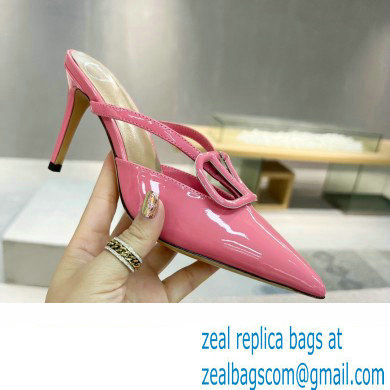 Valentino Heel 8cm VLogo Signature Patent Leather Mules Pink