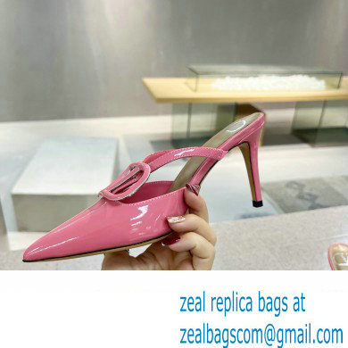 Valentino Heel 8cm VLogo Signature Patent Leather Mules Pink