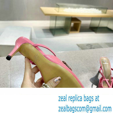Valentino Heel 8cm VLogo Signature Patent Leather Mules Pink