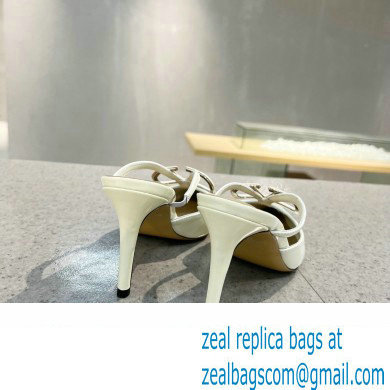 Valentino Heel 8cm VLogo Signature Patent Leather Mules White