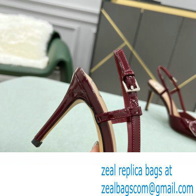 Valentino Heel 8cm VLogo Signature Patent Leather Slingback Pumps Burgundy