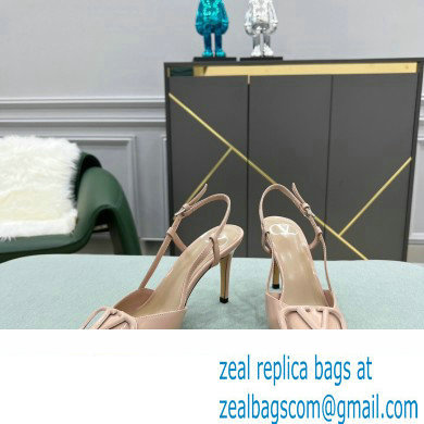Valentino Heel 8cm VLogo Signature Patent Leather Slingback Pumps Nude