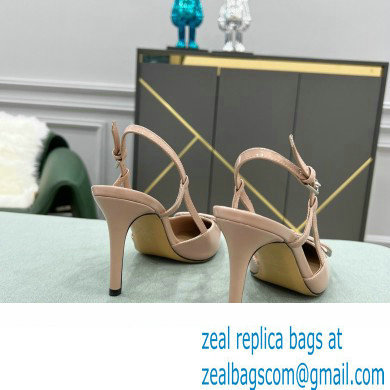Valentino Heel 8cm VLogo Signature Patent Leather Slingback Pumps Nude