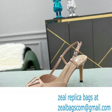 Valentino Heel 8cm VLogo Signature Patent Leather Slingback Pumps Nude