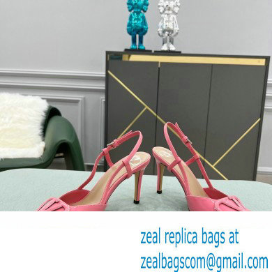 Valentino Heel 8cm VLogo Signature Patent Leather Slingback Pumps Pink