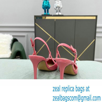 Valentino Heel 8cm VLogo Signature Patent Leather Slingback Pumps Pink