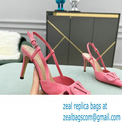 Valentino Heel 8cm VLogo Signature Patent Leather Slingback Pumps Pink
