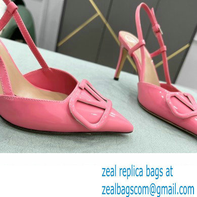 Valentino Heel 8cm VLogo Signature Patent Leather Slingback Pumps Pink