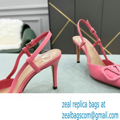 Valentino Heel 8cm VLogo Signature Patent Leather Slingback Pumps Pink