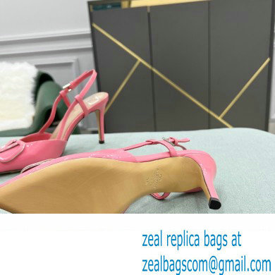 Valentino Heel 8cm VLogo Signature Patent Leather Slingback Pumps Pink