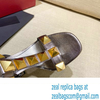 Valentino Heel 9cm Roman Stud Calfskin sandals Gun Color 2022