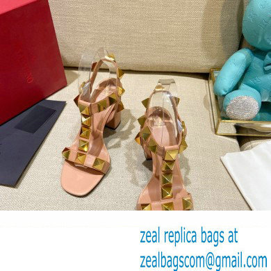 Valentino Heel 9cm Roman Stud Calfskin sandals Nude Pink 2022