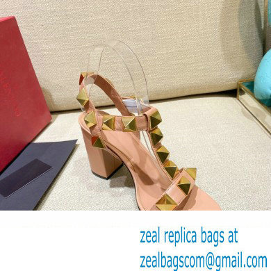 Valentino Heel 9cm Roman Stud Calfskin sandals Nude Pink 2022