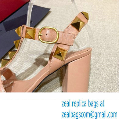 Valentino Heel 9cm Roman Stud Calfskin sandals Nude Pink 2022