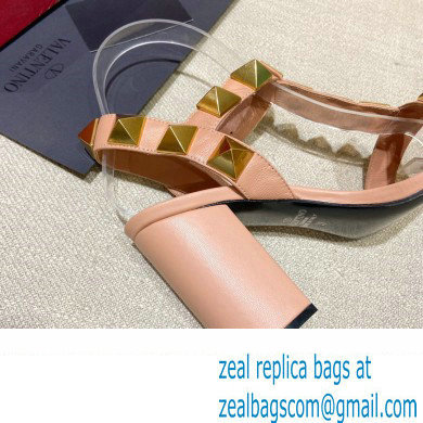 Valentino Heel 9cm Roman Stud Calfskin sandals Nude Pink 2022