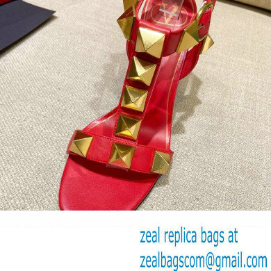 Valentino Heel 9cm Roman Stud Calfskin sandals Red 2022
