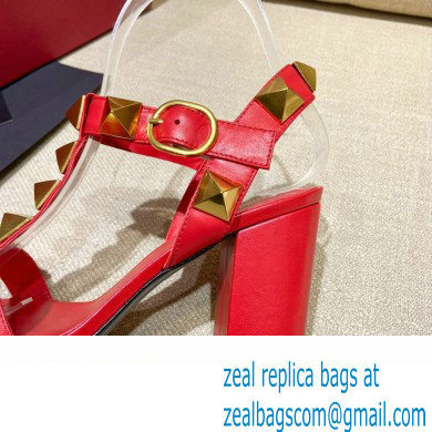 Valentino Heel 9cm Roman Stud Calfskin sandals Red 2022