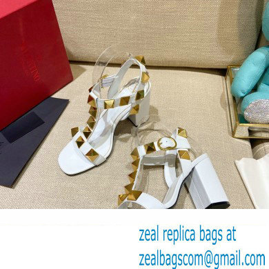 Valentino Heel 9cm Roman Stud Calfskin sandals White 2022