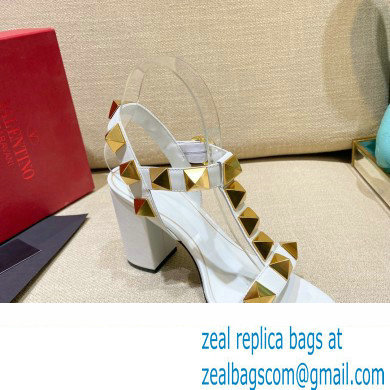 Valentino Heel 9cm Roman Stud Calfskin sandals White 2022