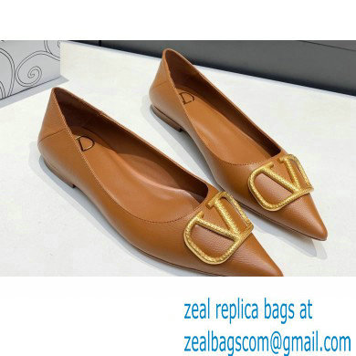 Valentino VLogo Signature Ballet Flats Brown