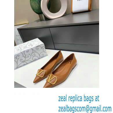 Valentino VLogo Signature Ballet Flats Brown