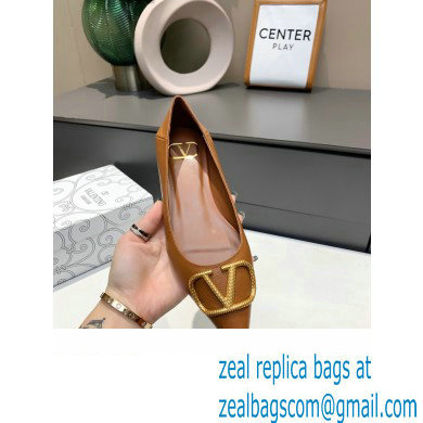 Valentino VLogo Signature Ballet Flats Brown